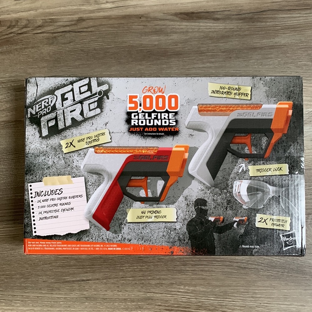 NERF Pro Gel Fire Dual Wield 2 Pack Blaster Toy Gun & 5000 GelFire Rounds Hasbro
